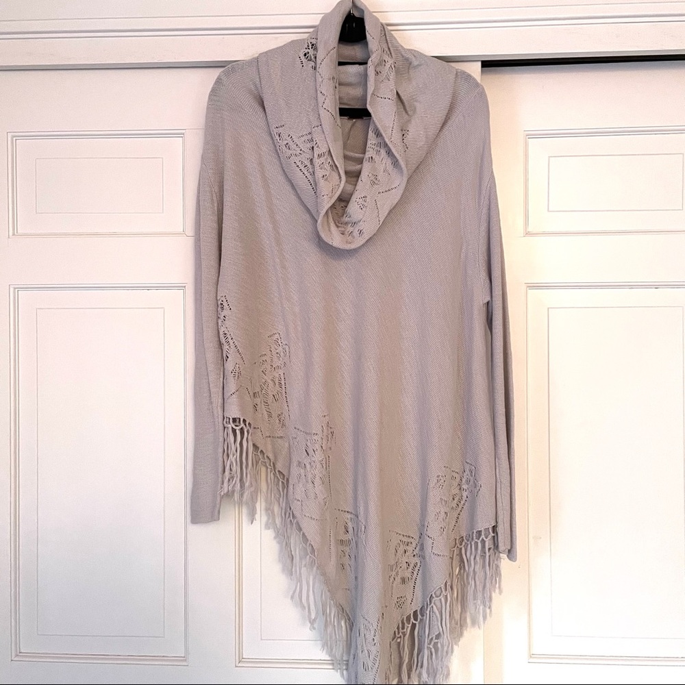 Free People Asymmetrical Sweater w/ Fringe